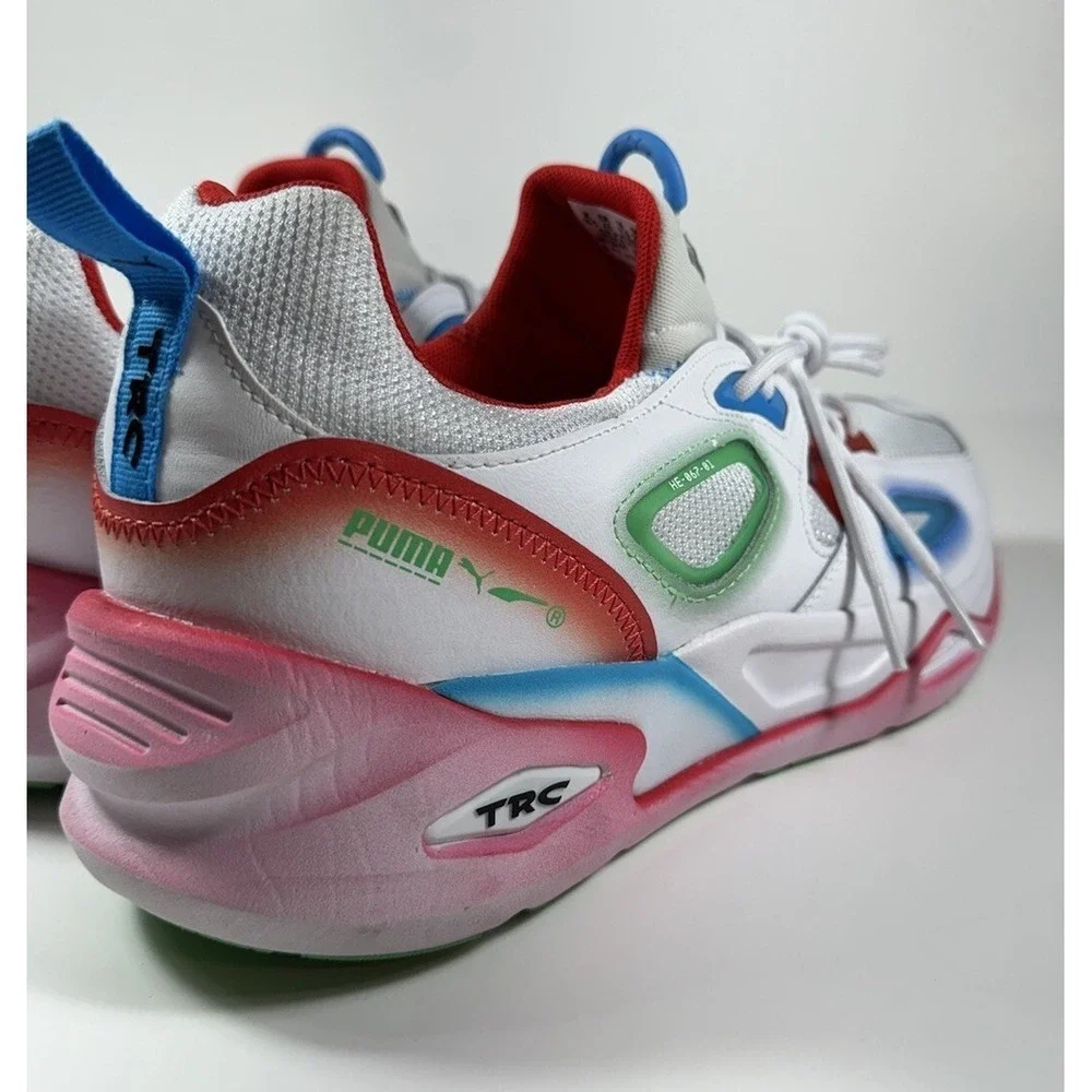 PUMA TRC Blaze Neon Sneakers Shoes White‎ Multicolor Mens Sz 8.5 *NEW* 386783-01